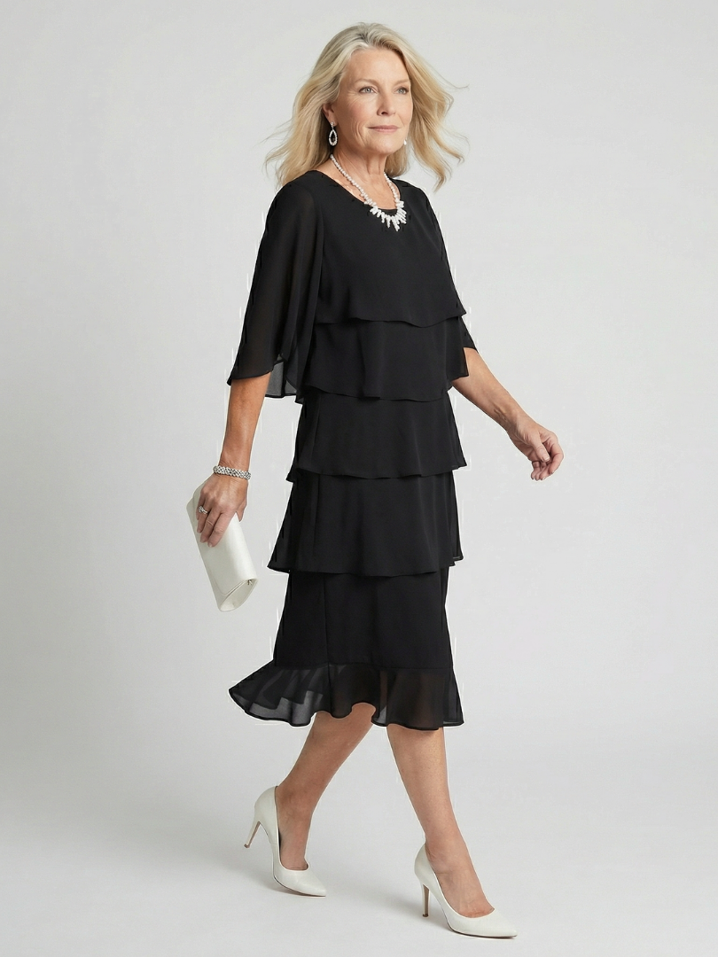 Duttini | Graceful Tiered Flutter Sleeve Midi Dress for Every Occasion
