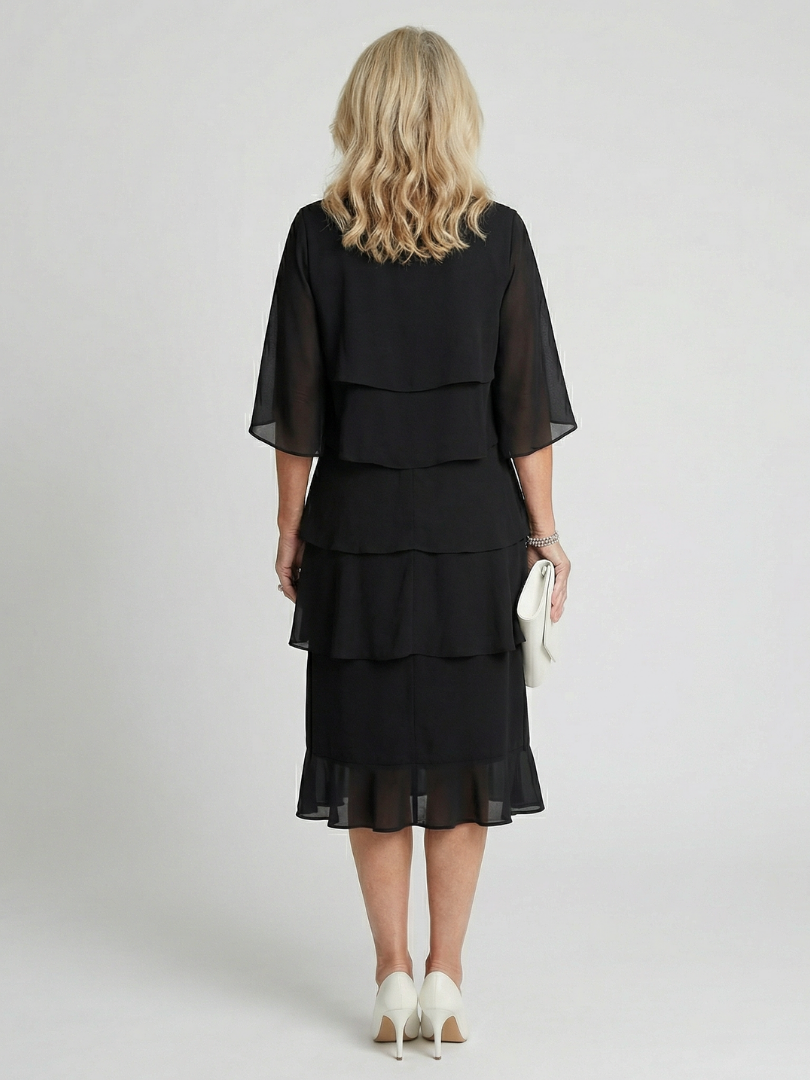 Duttini | Graceful Tiered Flutter Sleeve Midi Dress for Every Occasion