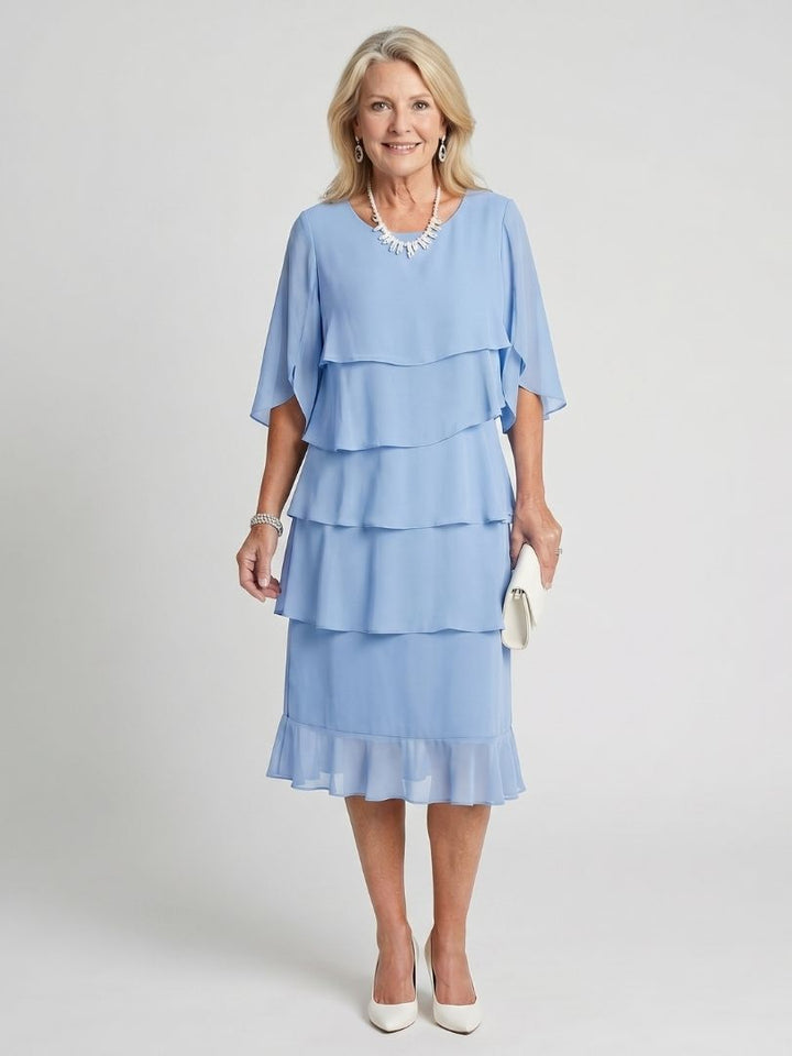 Duttini | Graceful Tiered Flutter Sleeve Midi Dress for Every Occasion