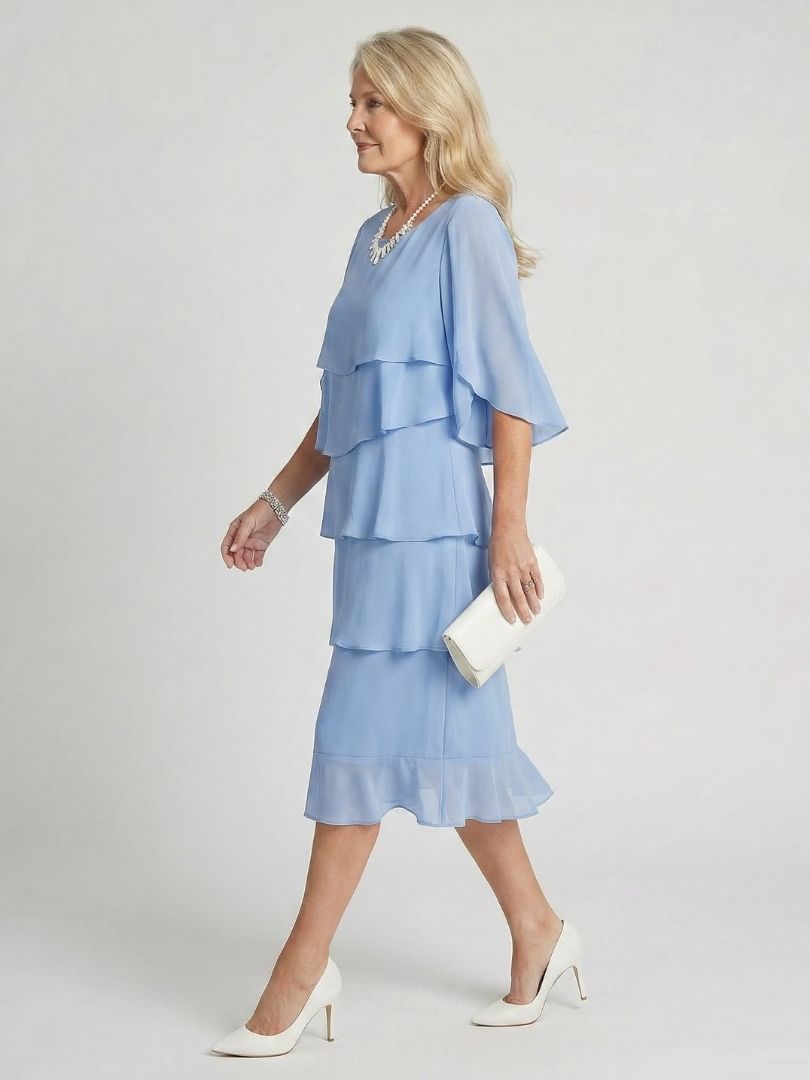 Duttini | Graceful Tiered Flutter Sleeve Midi Dress for Every Occasion