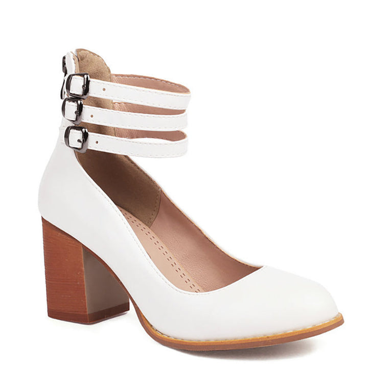 Duttini | Premium Smooth Sandals With Ankle Strap And Thick Heel