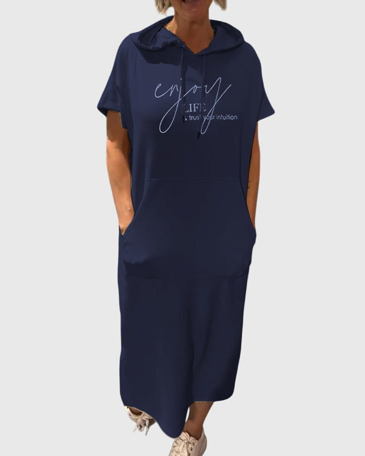 Duttini | Casual Hoodie Dress for Women in Cotton Blend, Relaxed Fit, Gray