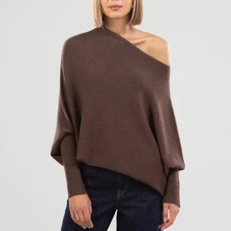Duttini | Graceful Off Shoulder Long Sleeve Sweater Made to Turn Heads