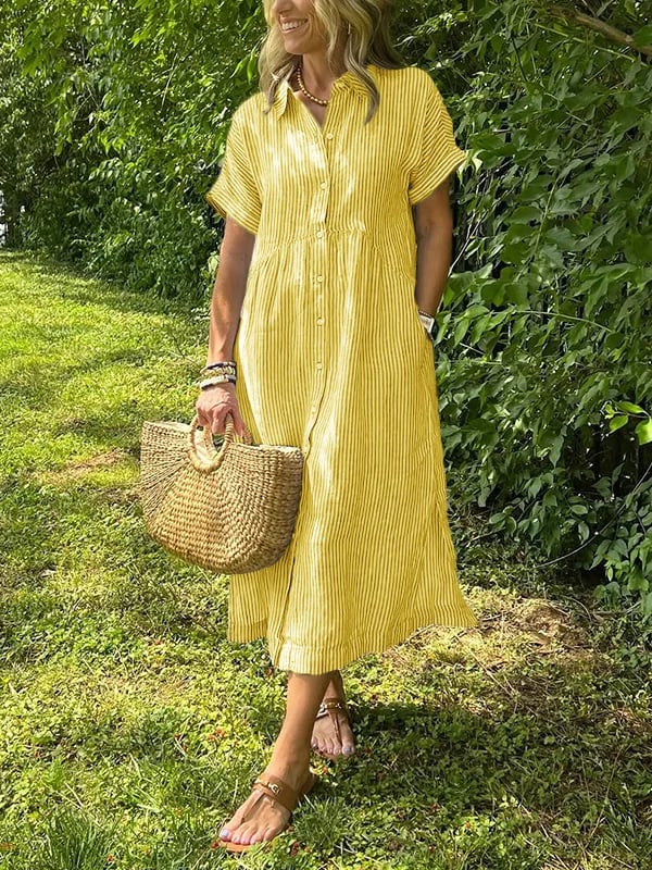 Duttini | Graceful Striped Button-Up Shirt with Graceful Drape
