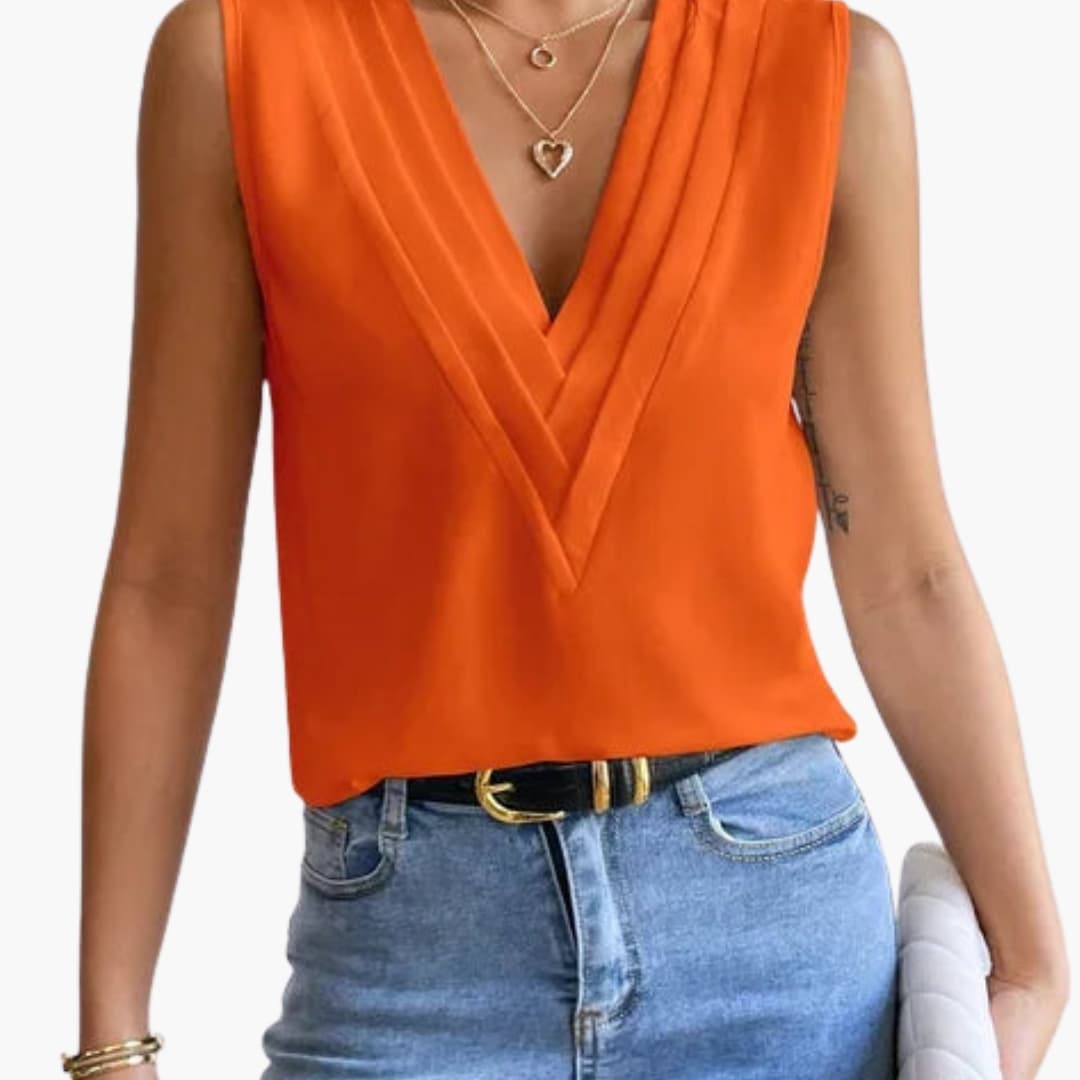 Duttini | Timeless V-Neck Sleeveless Blouse for a Polished Look