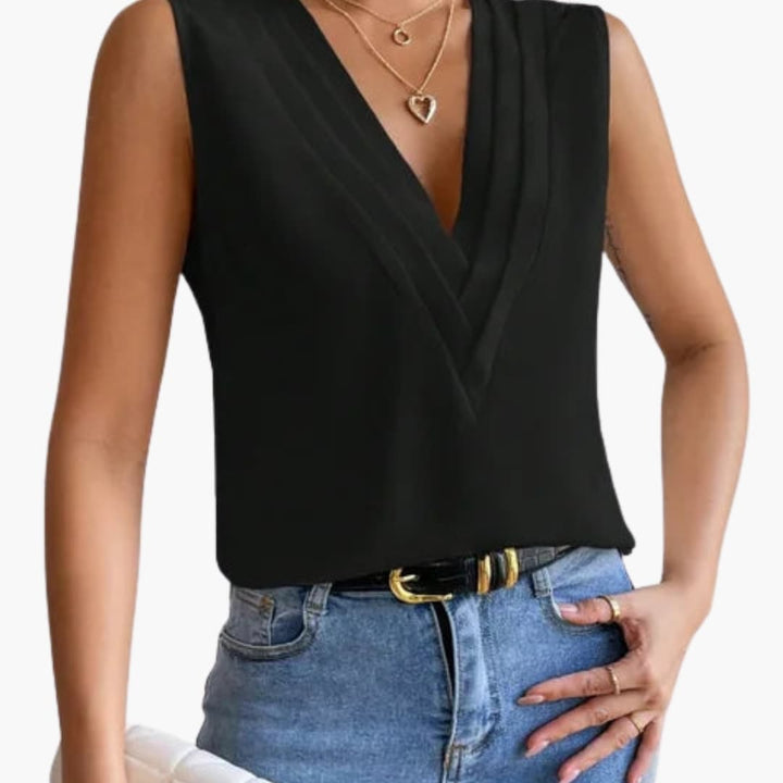 Duttini | Timeless V-Neck Sleeveless Blouse for a Polished Look