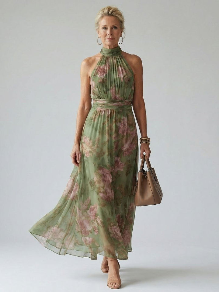 Duttini | Flowing Floral Halter Midi Dress with a Timeless Finish