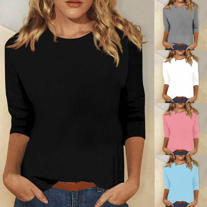 Duttini | Effortless Crew Neck 3/4 Sleeve Solid Top