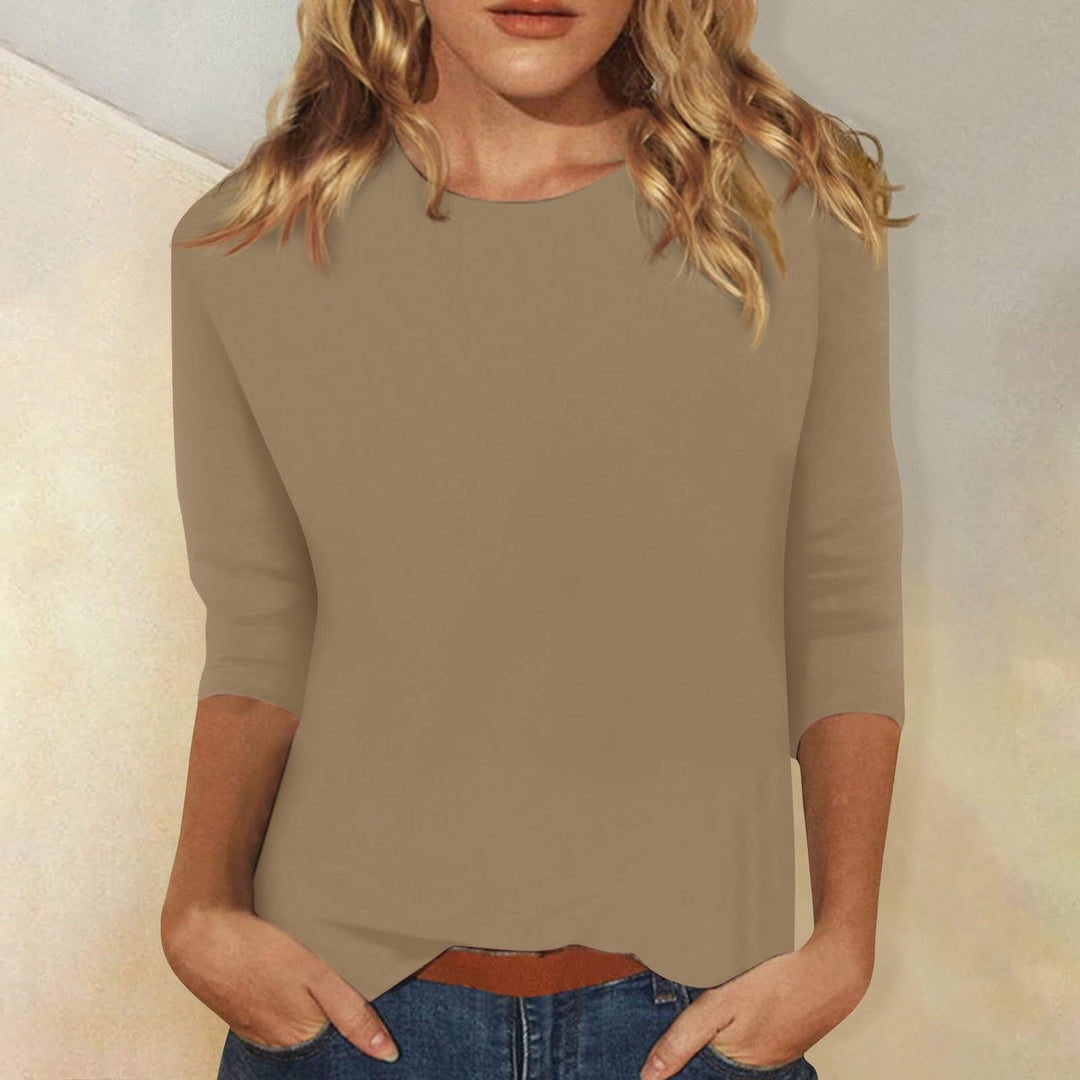 Duttini | Effortless Crew Neck 3/4 Sleeve Solid Top