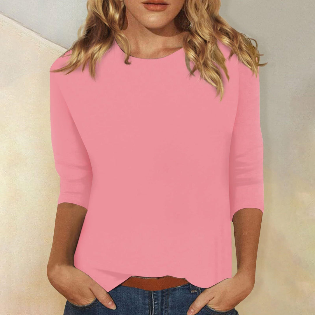 Duttini | Effortless Crew Neck 3/4 Sleeve Solid Top