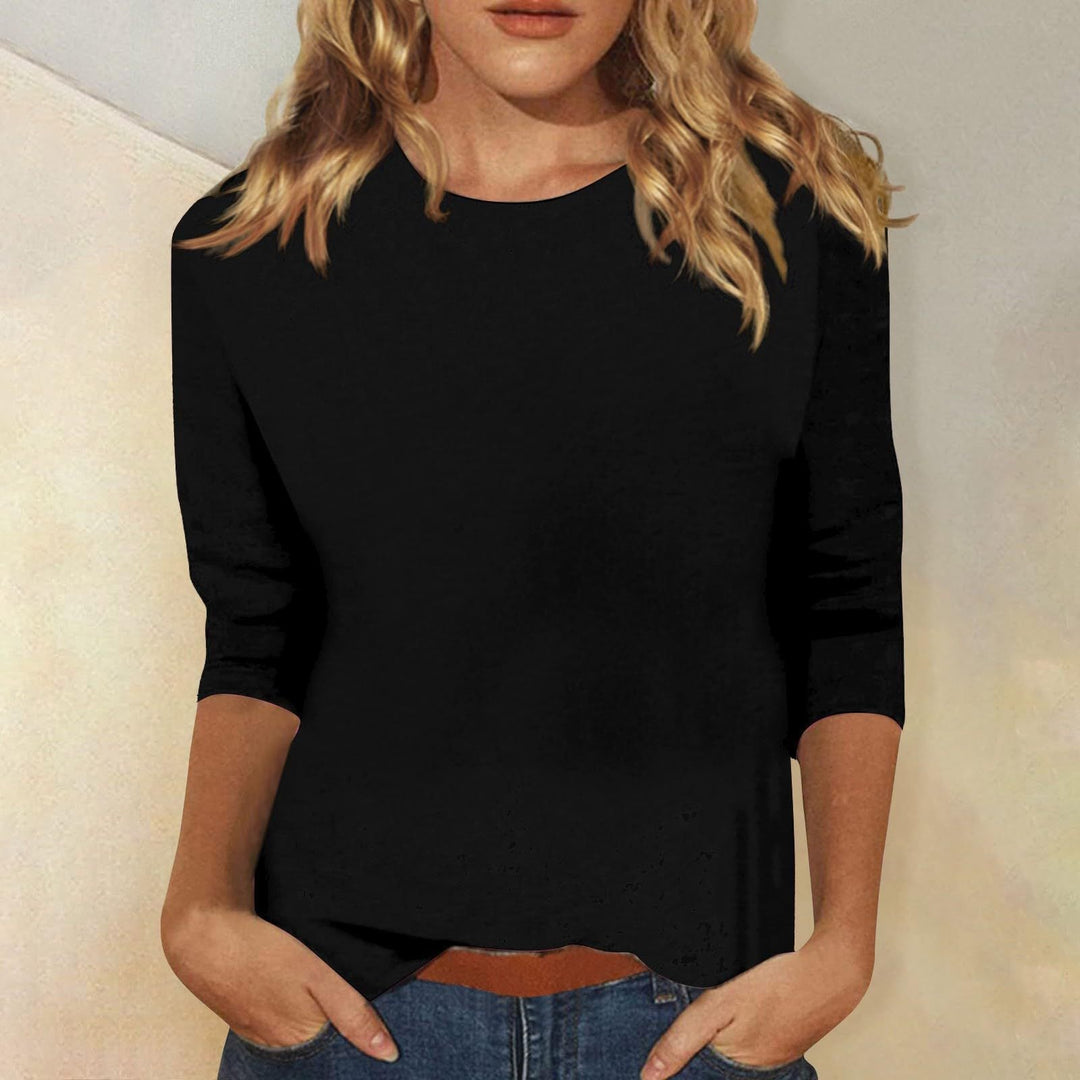 Duttini | Effortless Crew Neck 3/4 Sleeve Solid Top