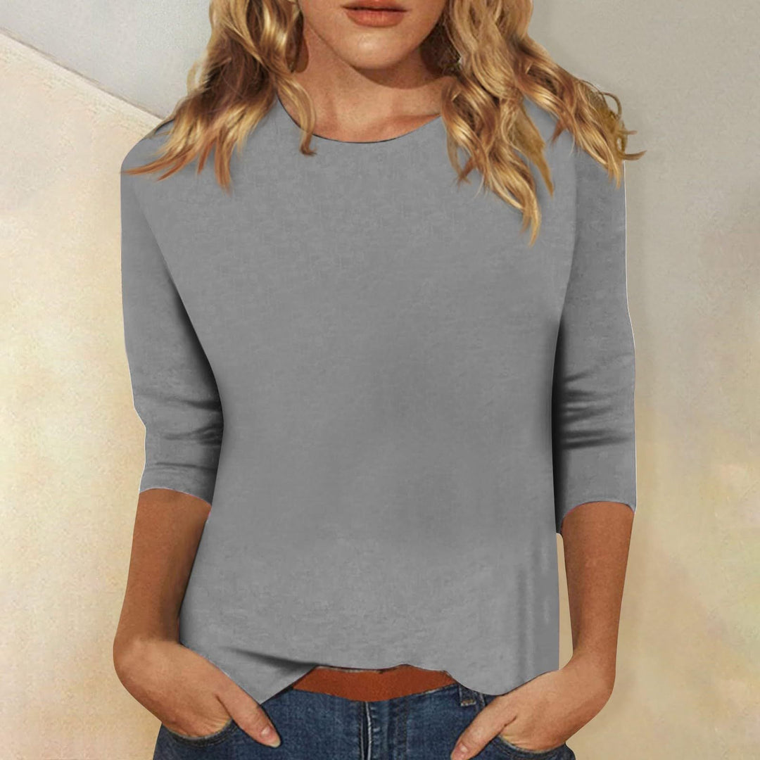 Duttini | Effortless Crew Neck 3/4 Sleeve Solid Top