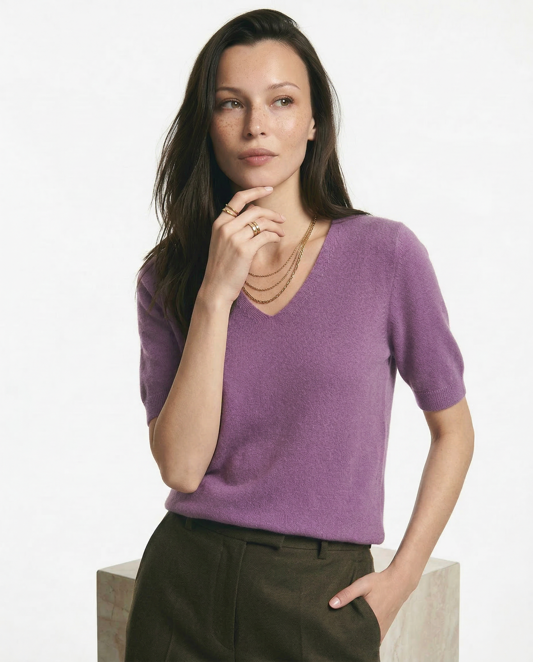 Duttini | V-Neck Knit Top for Women in Soft Fabric