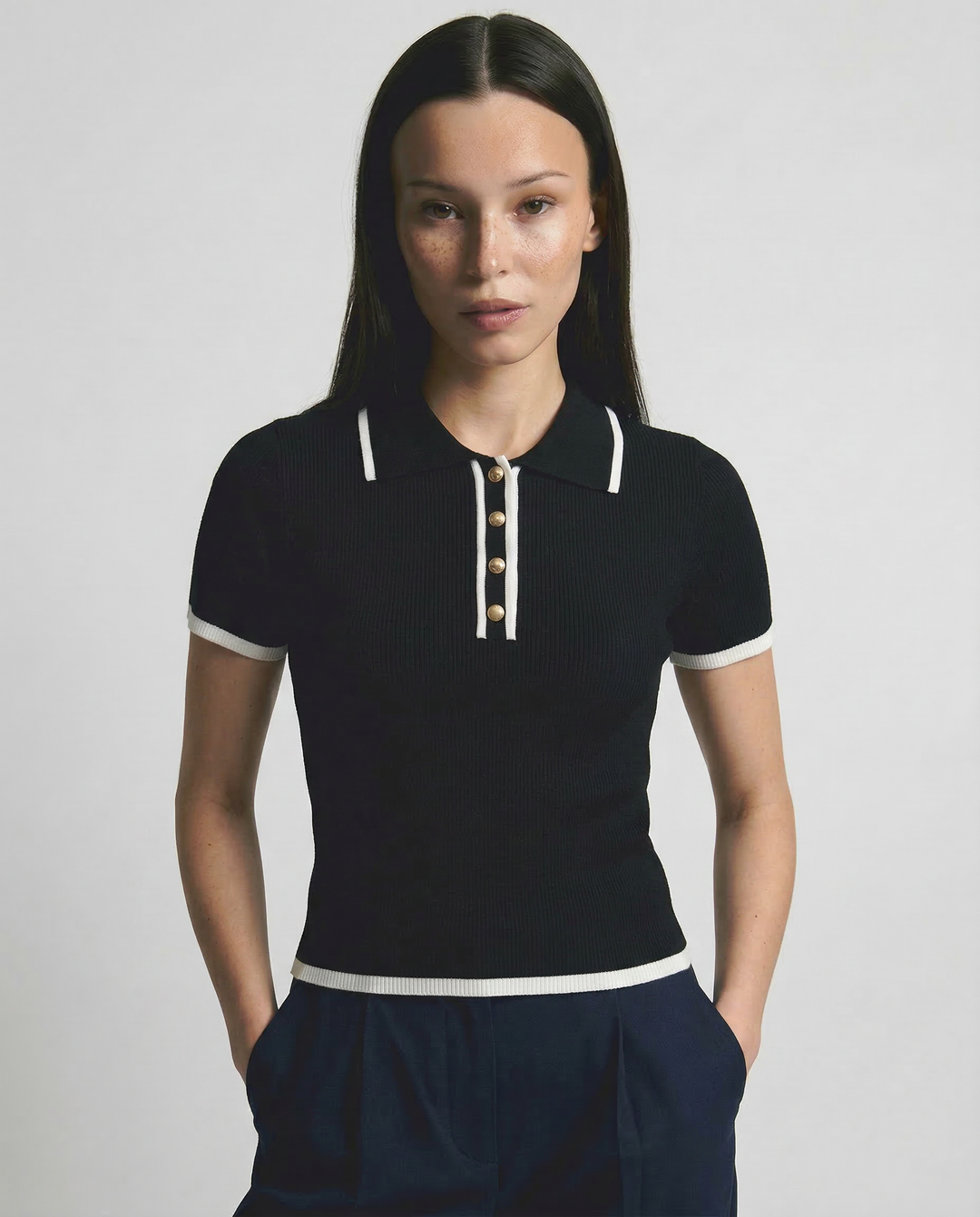 Duttini | Cotton Polo for Men in Classic Fit, Navy