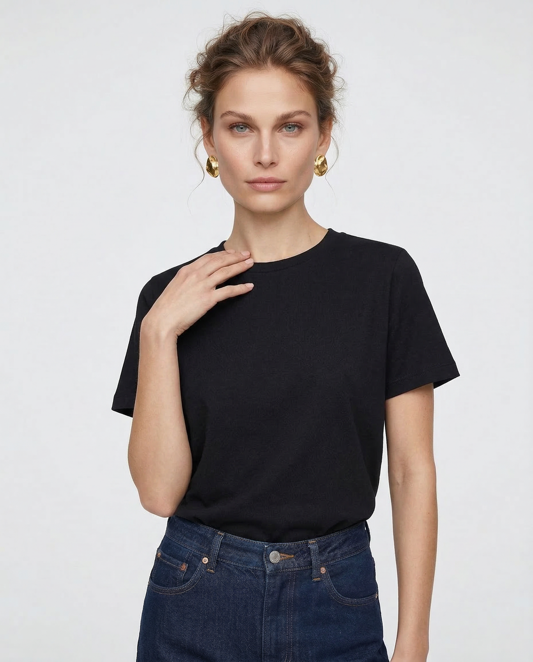 Duttini | Cotton Tee for Women in White, Casual Fit