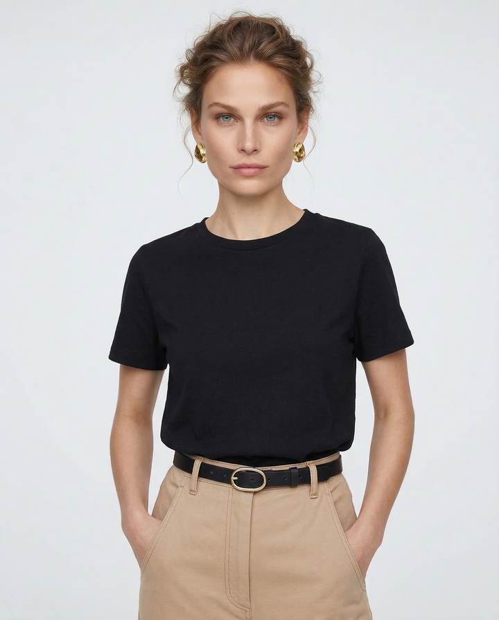 Duttini | Cotton Tee for Women in White, Casual Fit