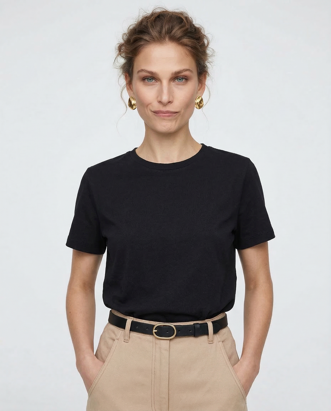 Duttini | Cotton Tee for Women in White, Casual Fit