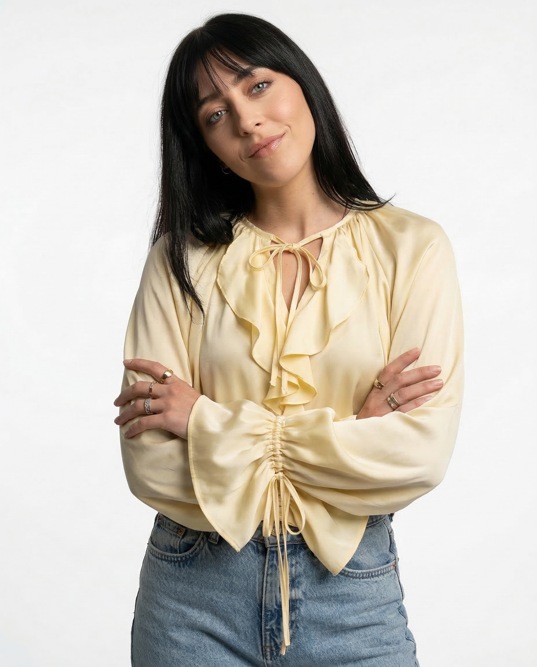 Duttini | Satin Ruffle Blouse for Women