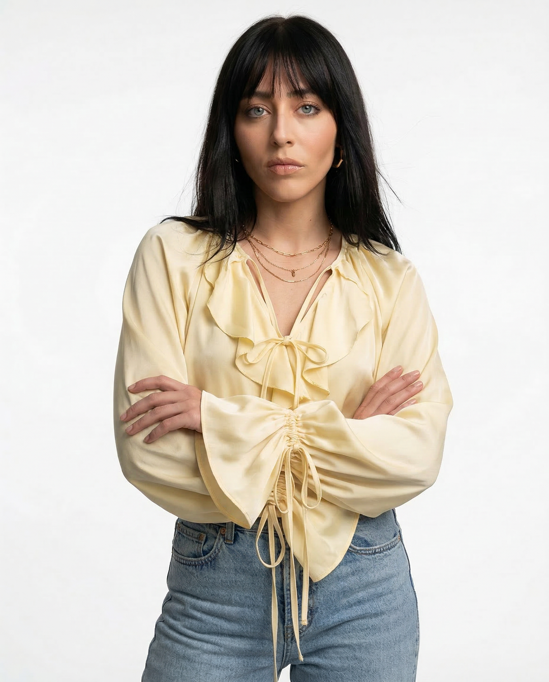 Duttini | Satin Ruffle Blouse for Women