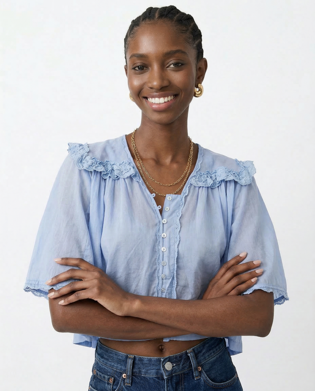 Duttini | Ruffle Blouse for Women in Lightweight Fabric