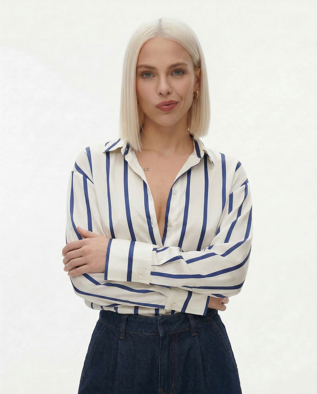 Duttini | Satin Stripe Shirt for Women