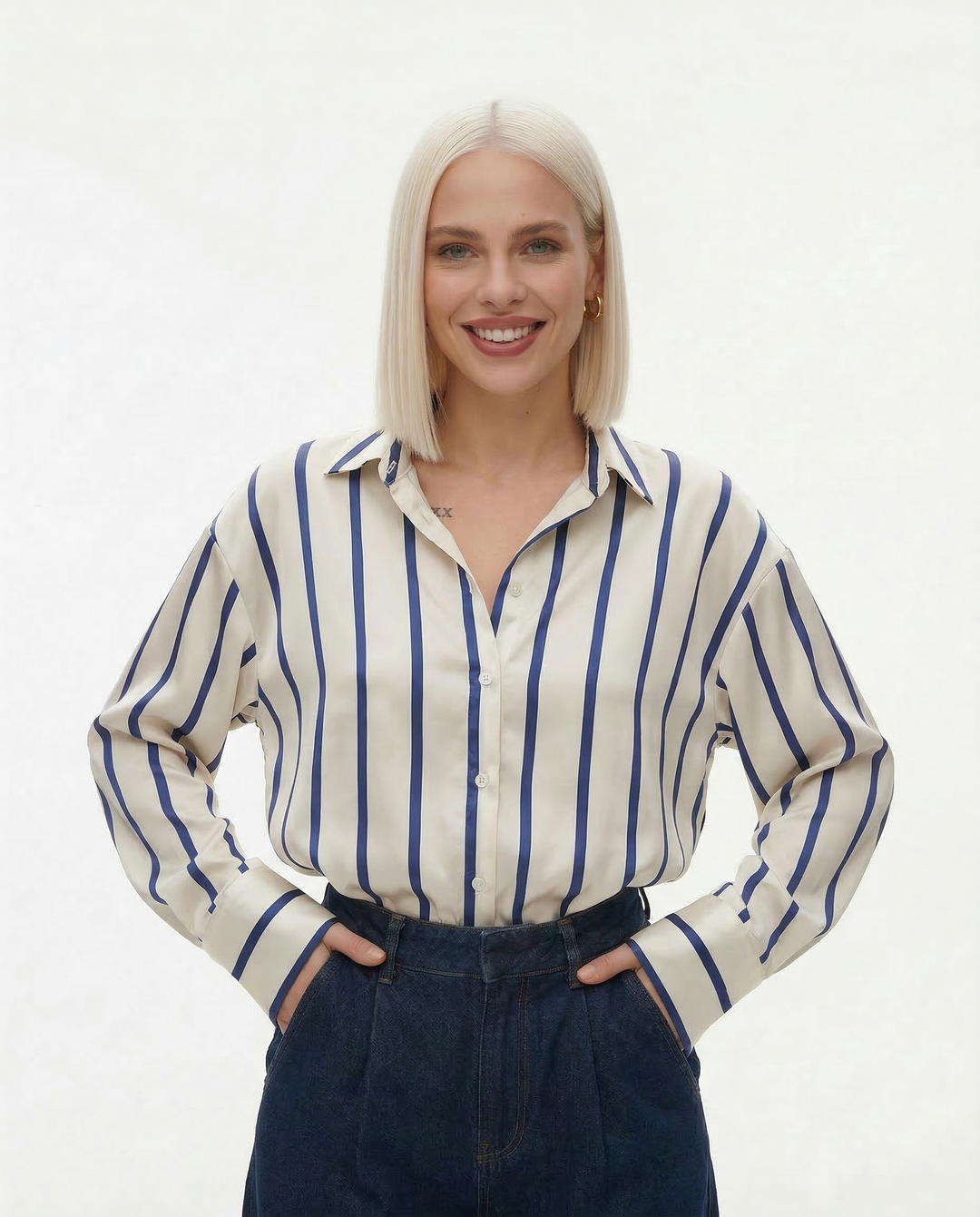 Duttini | Satin Stripe Shirt for Women