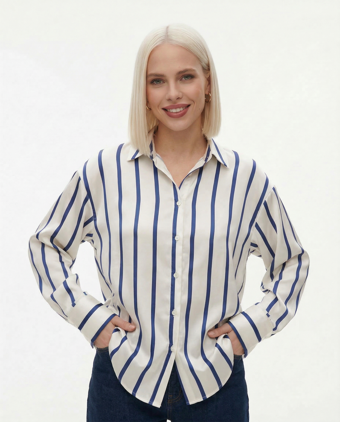 Duttini | Satin Stripe Shirt for Women