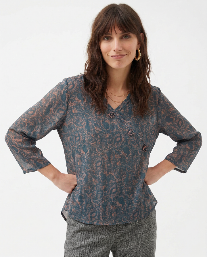 Duttini | Crosswrap Blouse for Women in Lightweight Fabric