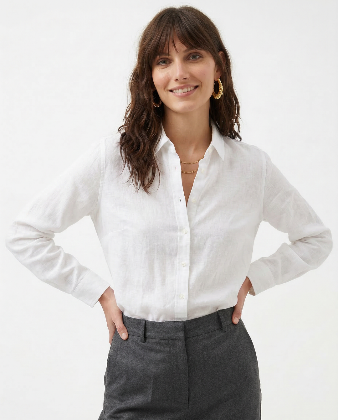 Duttini | Linen Blouse for Women in White