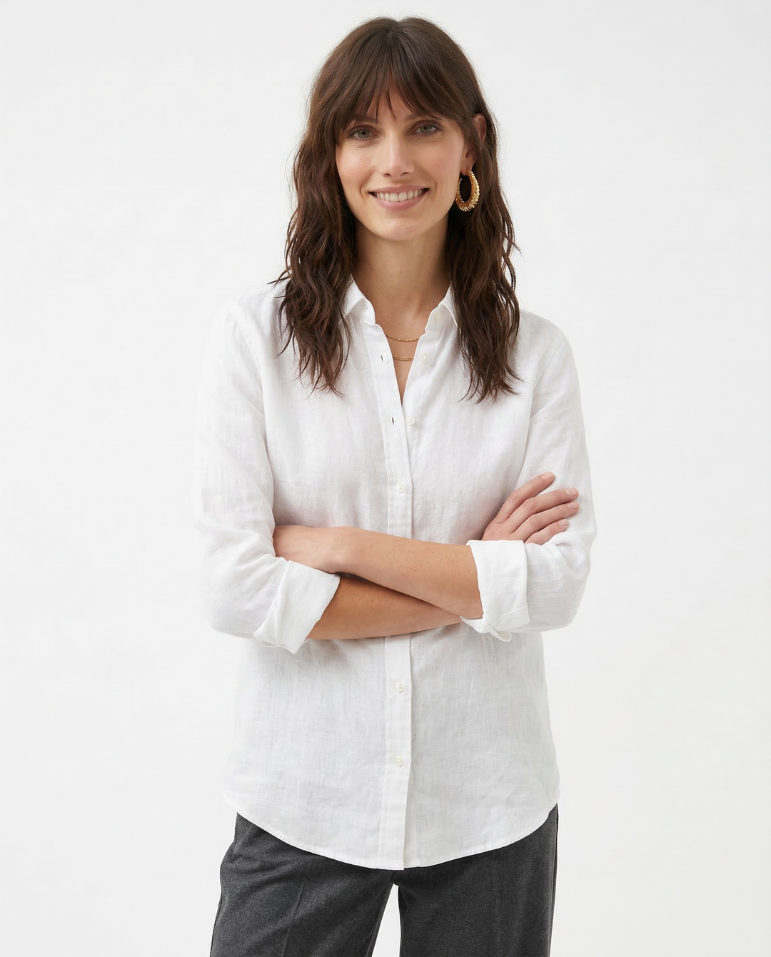 Duttini | Linen Blouse for Women in White