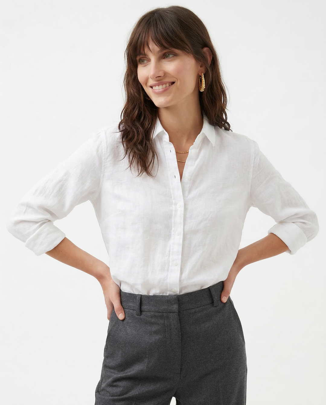 Duttini | Linen Blouse for Women in White
