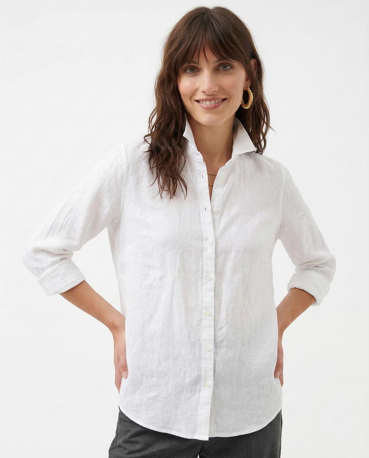 Duttini | Linen Blouse for Women in White