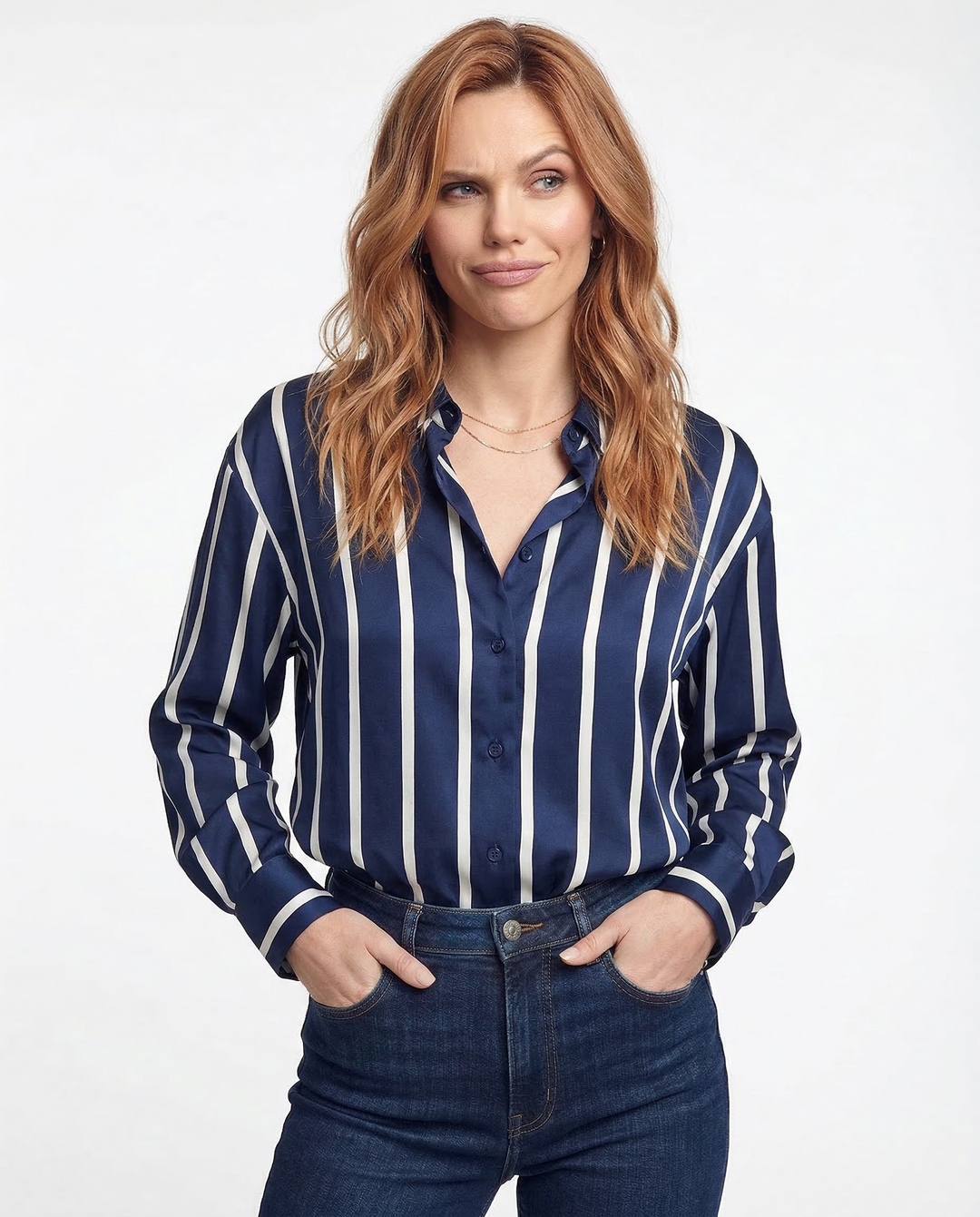 Duttini | Stripe Satin Blouse for Women