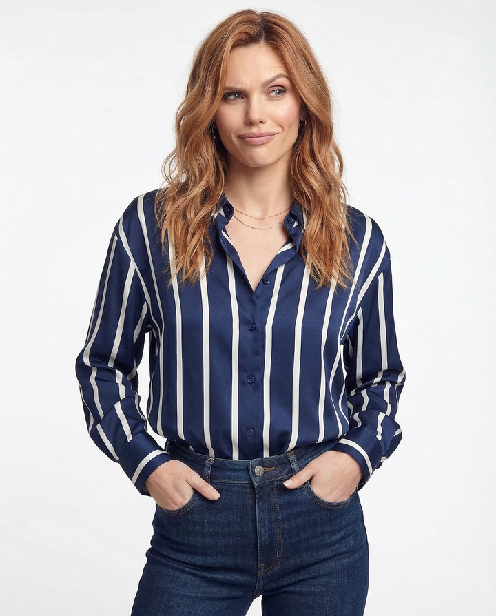 Duttini | Stripe Satin Blouse for Women