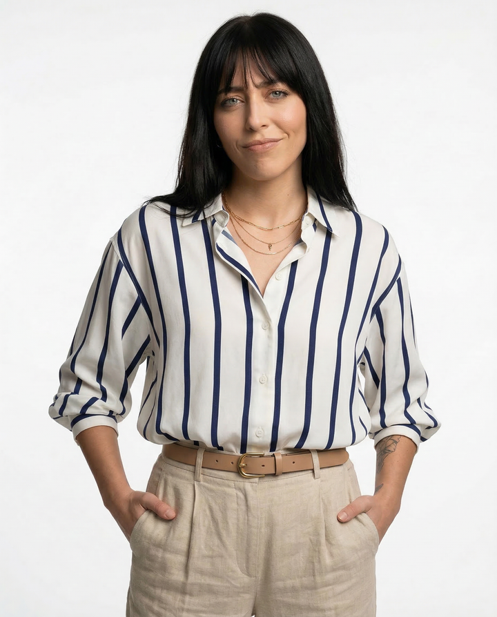 Duttini | Stripe Satin Blouse for Women
