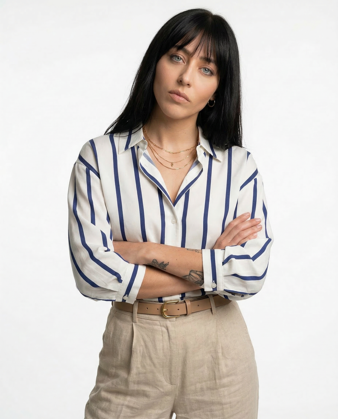 Duttini | Stripe Satin Blouse for Women