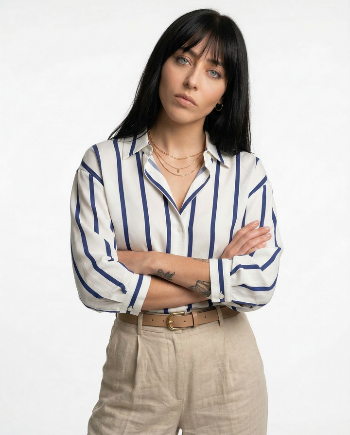 Duttini | Stripe Satin Blouse for Women