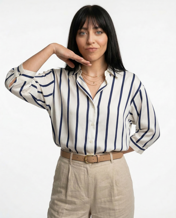 Duttini | Stripe Satin Blouse for Women