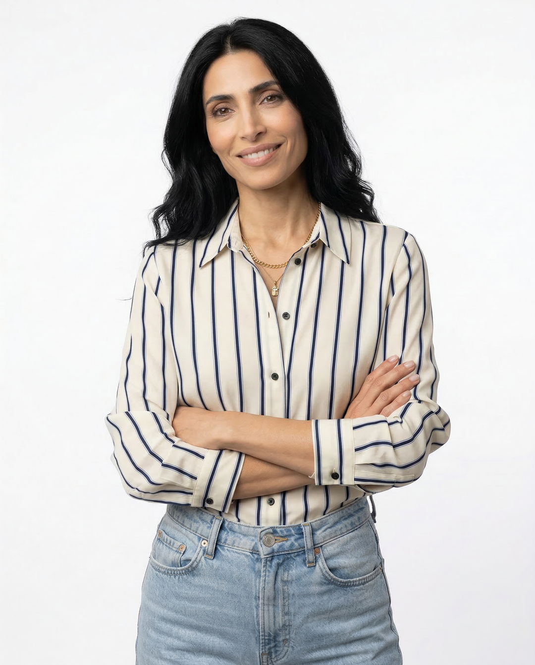 Duttini | Striped Button-Up Blouse for Women in Cotton Blend