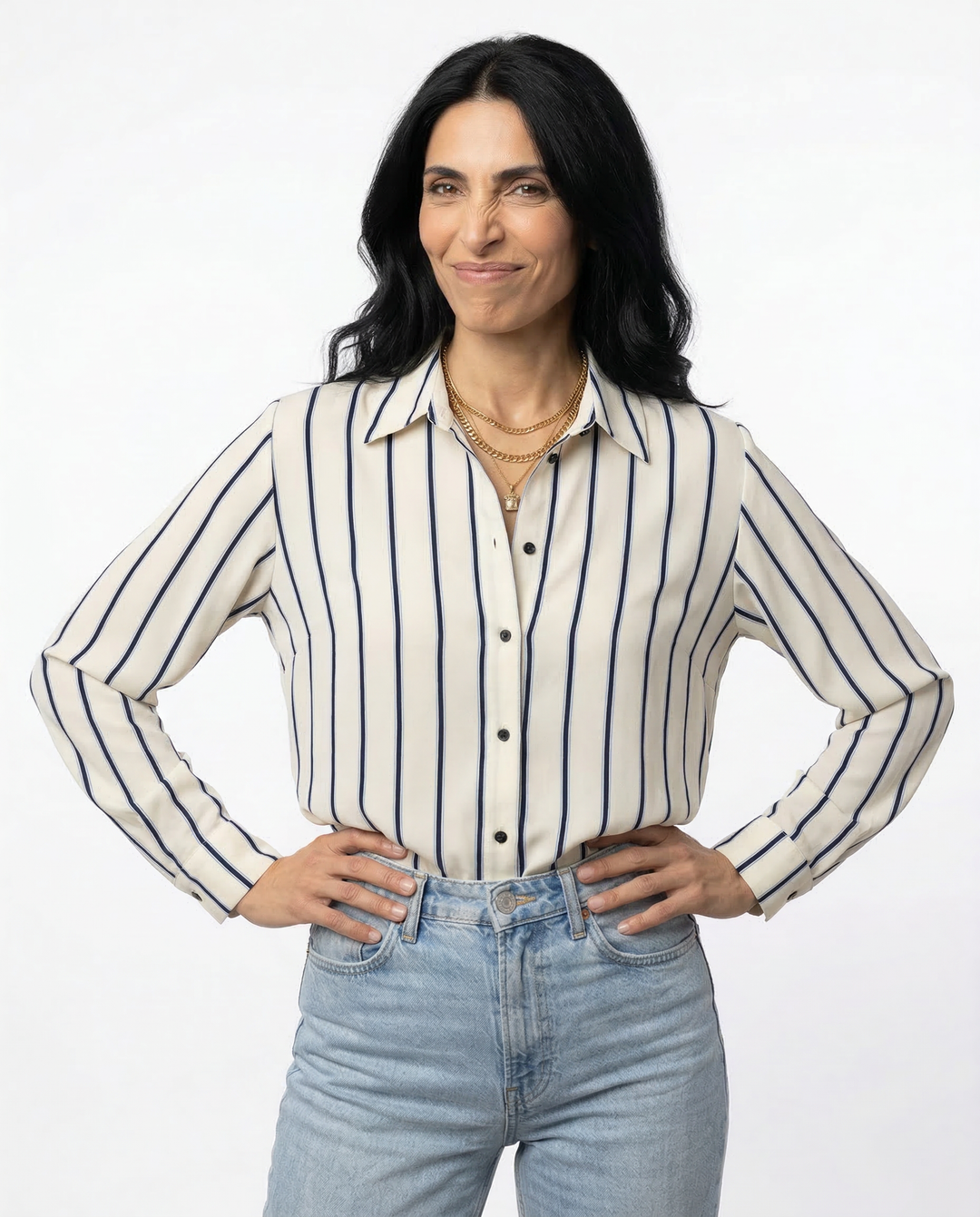 Duttini | Striped Button-Up Blouse for Women in Cotton Blend