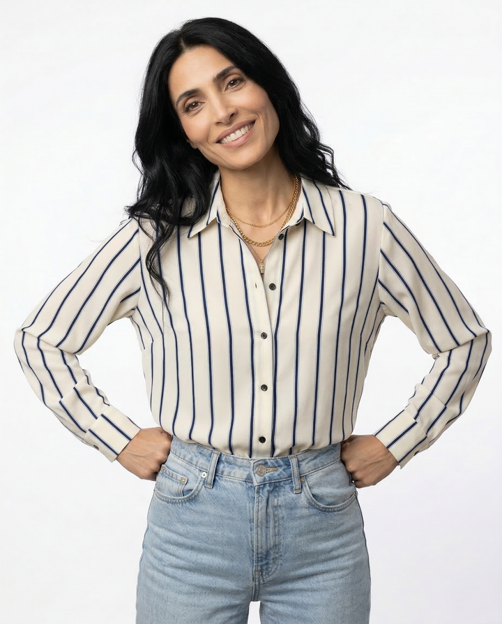 Duttini | Striped Button-Up Blouse for Women in Cotton Blend