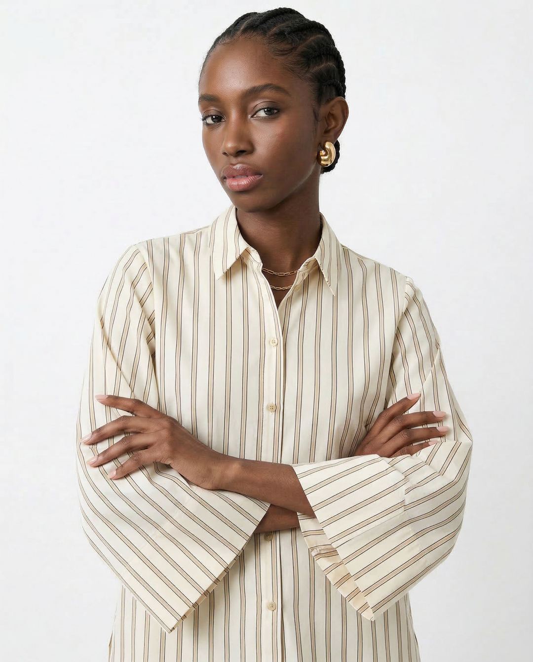 Duttini | Striped Button-Up Blouse for Women in Cotton Blend