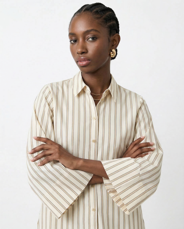 Duttini | Striped Button-Up Blouse for Women in Cotton Blend