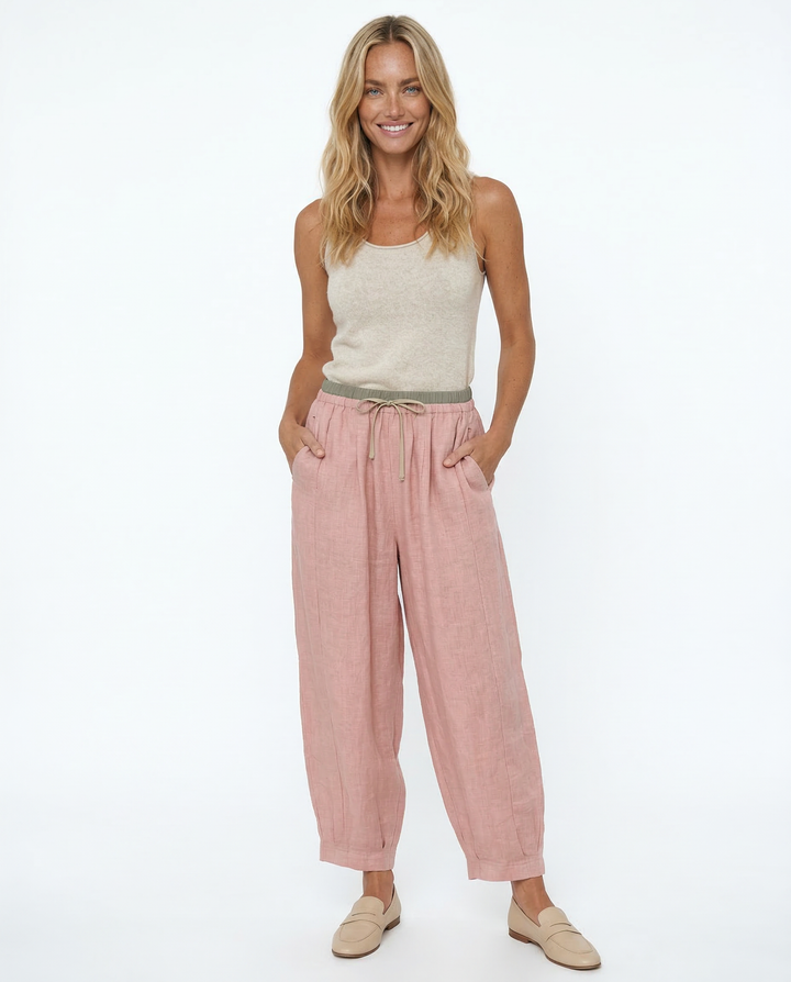 Duttini | Linen Trousers for Women in Classic Fit, Beige