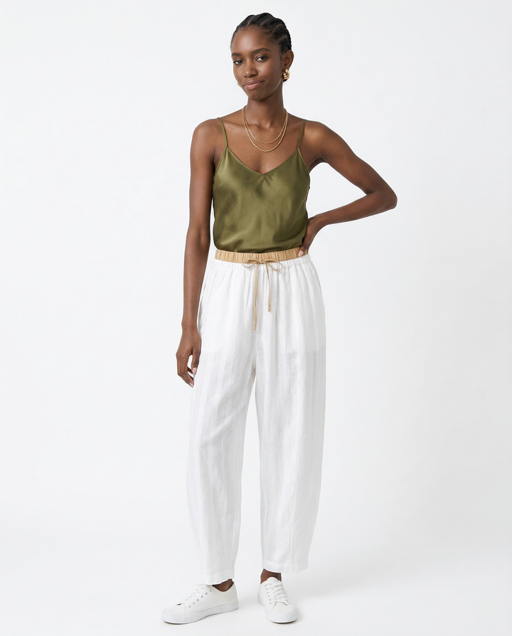 Duttini | Linen Trousers for Women in Classic Fit, Beige