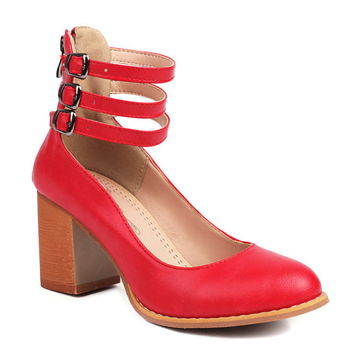 Duttini | Premium Smooth Sandals With Ankle Strap And Thick Heel