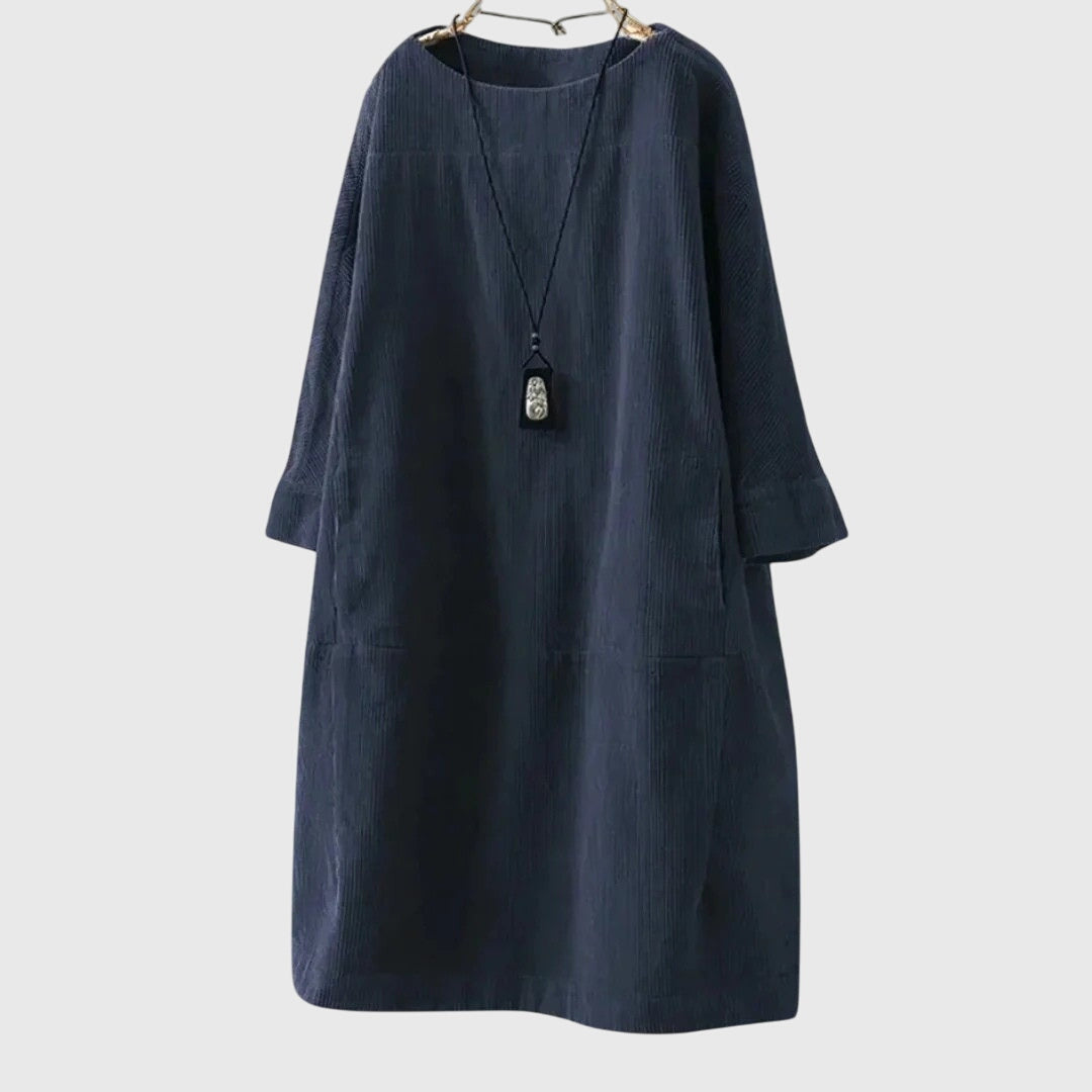 Duttini | Relaxed Corduroy Midi Dress for Women in Green