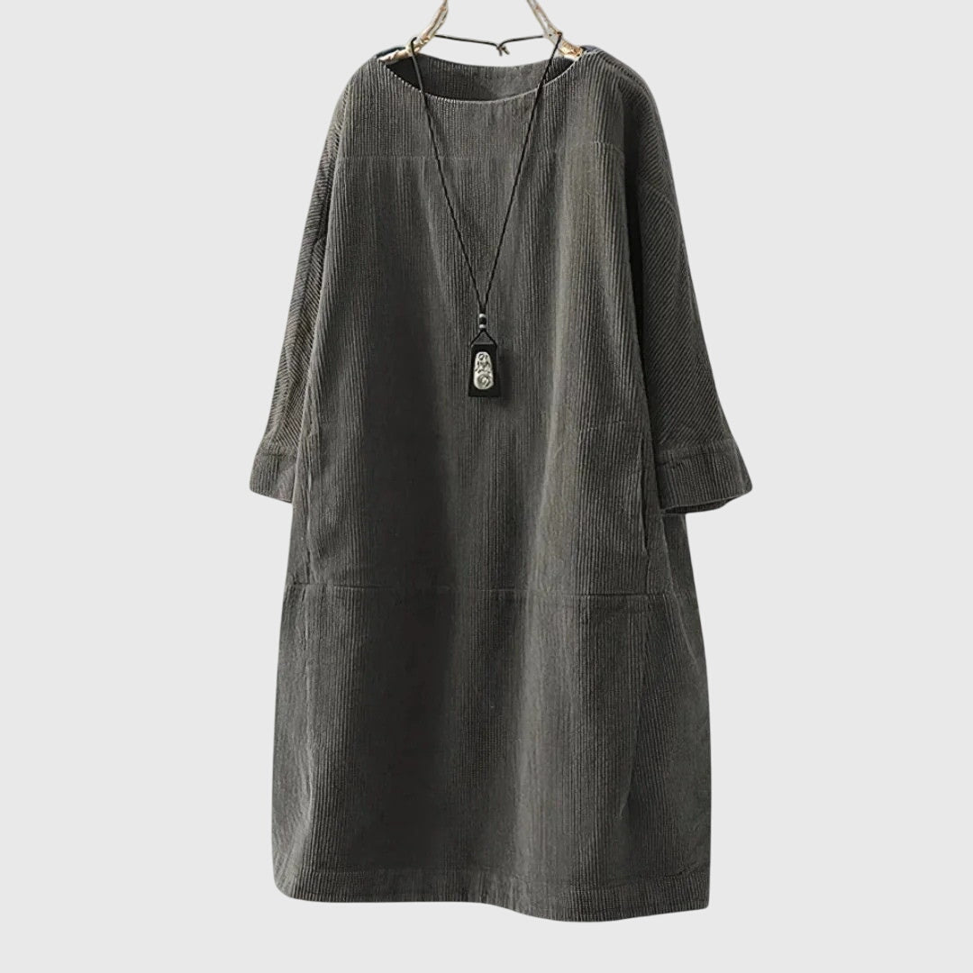 Duttini | Relaxed Corduroy Midi Dress for Women in Green
