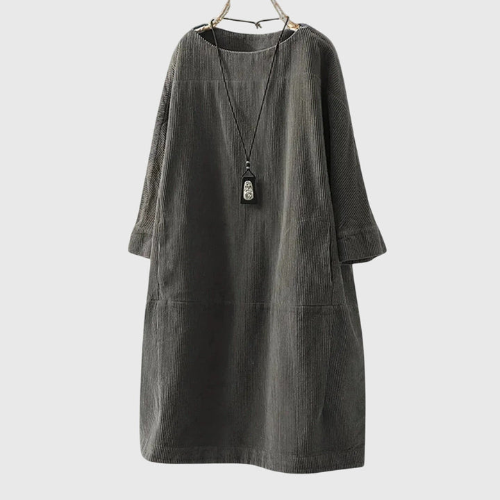 Duttini | Relaxed Corduroy Midi Dress for Women in Green