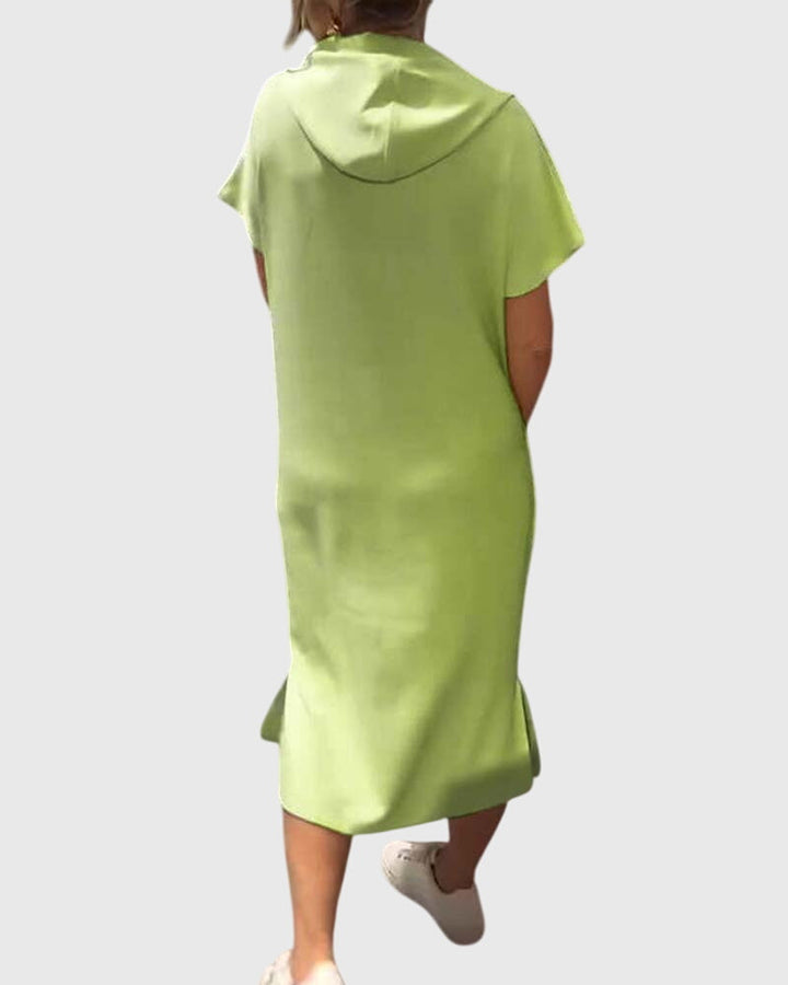 Duttini | Casual Hoodie Dress for Women in Cotton Blend, Relaxed Fit, Gray